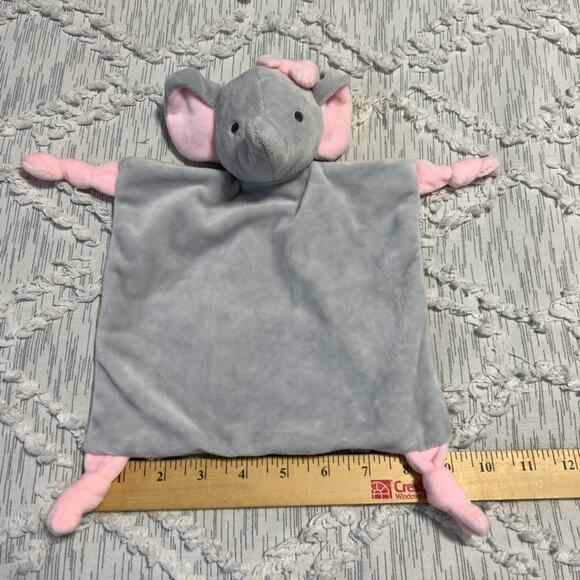 Elephant Pink Gray Security Blanket Lovey Stuffed Soft No Tag Rattle - Picture 3 of 3